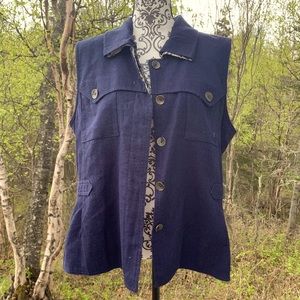NWOT Coldwater Creek Navy Button Up Vest